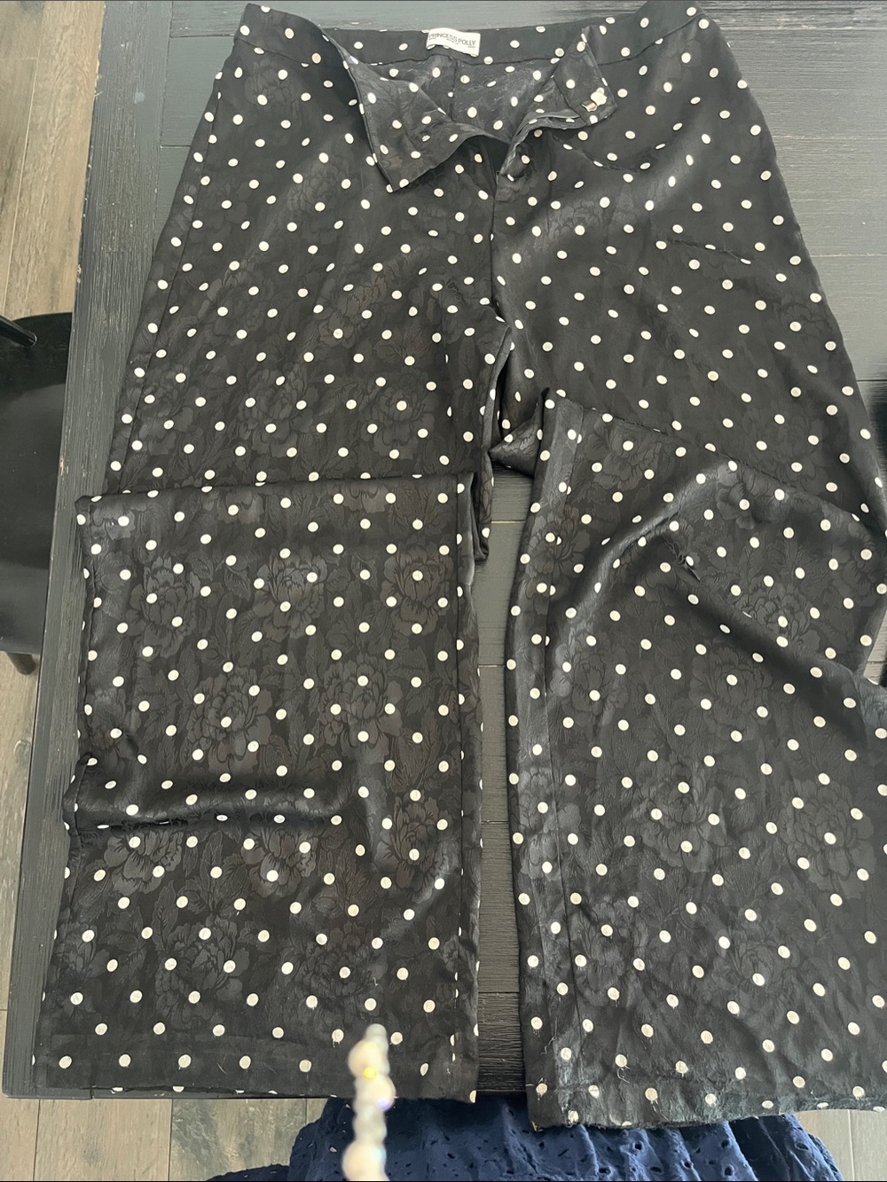 Princess Polly Black Polka Dot Wide-Leg Pants Set with a flaterring corset top - Picture 3 of 9